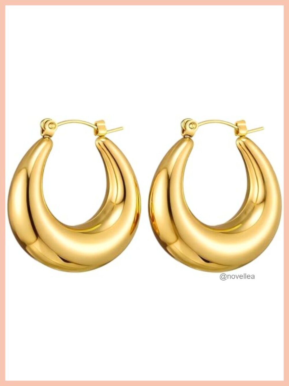 18K Gold Plated Chunky Hoop Earrings S925 Silver Posts Hypoallergenic